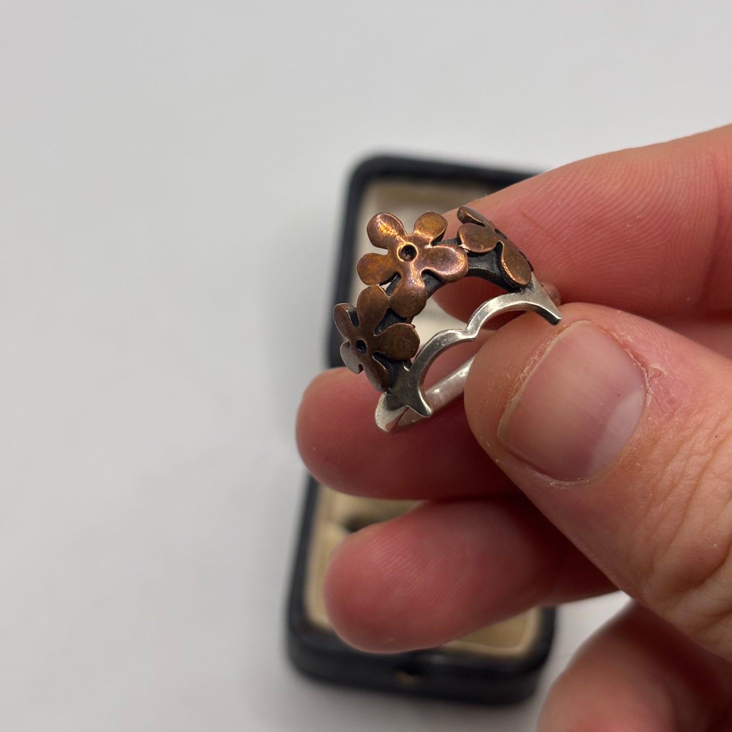 Silver & Copper Flower Ring