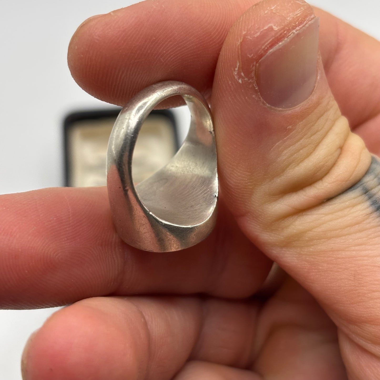 Silver Onyx Inlayed Signet Ring