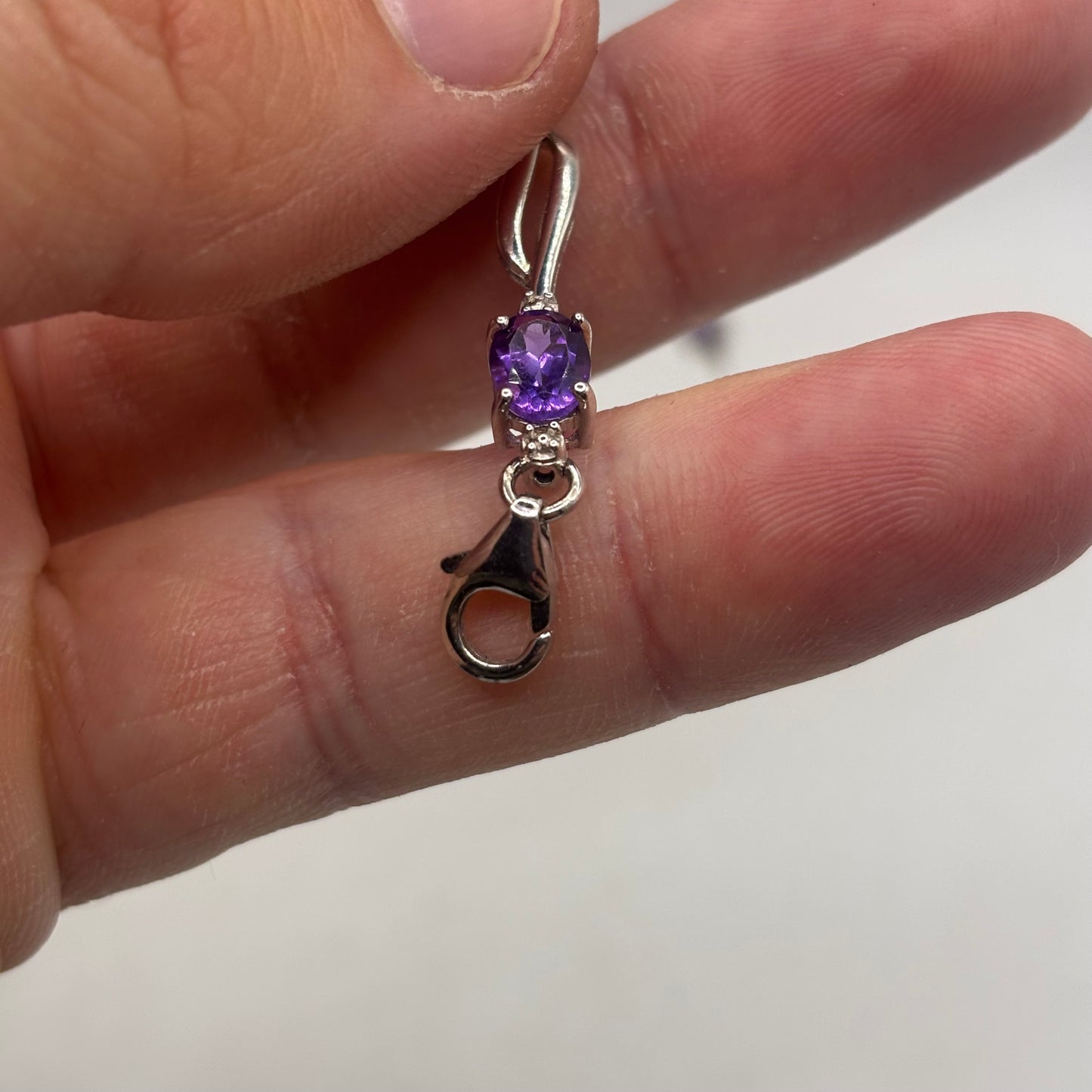 Silver 7.5” Amethyst & Diamond Bracelet