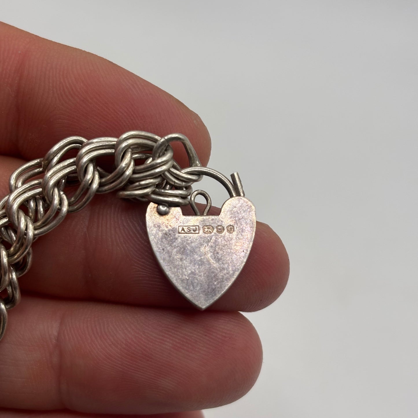 Silver 7” Heart Lock Bracelet
