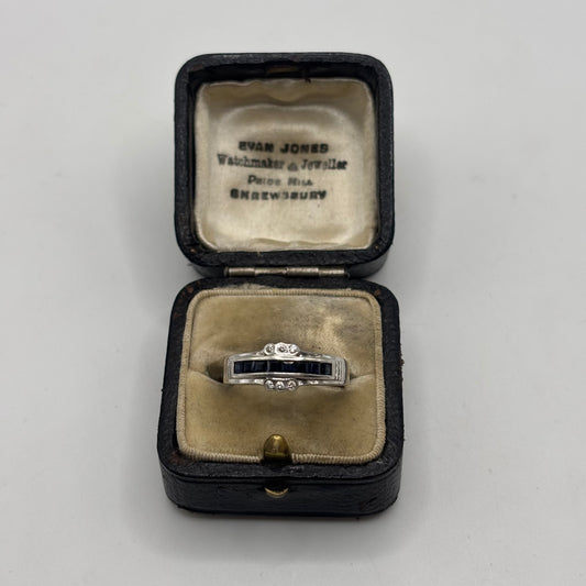 Silver Sapphire & CZ Ring (O)