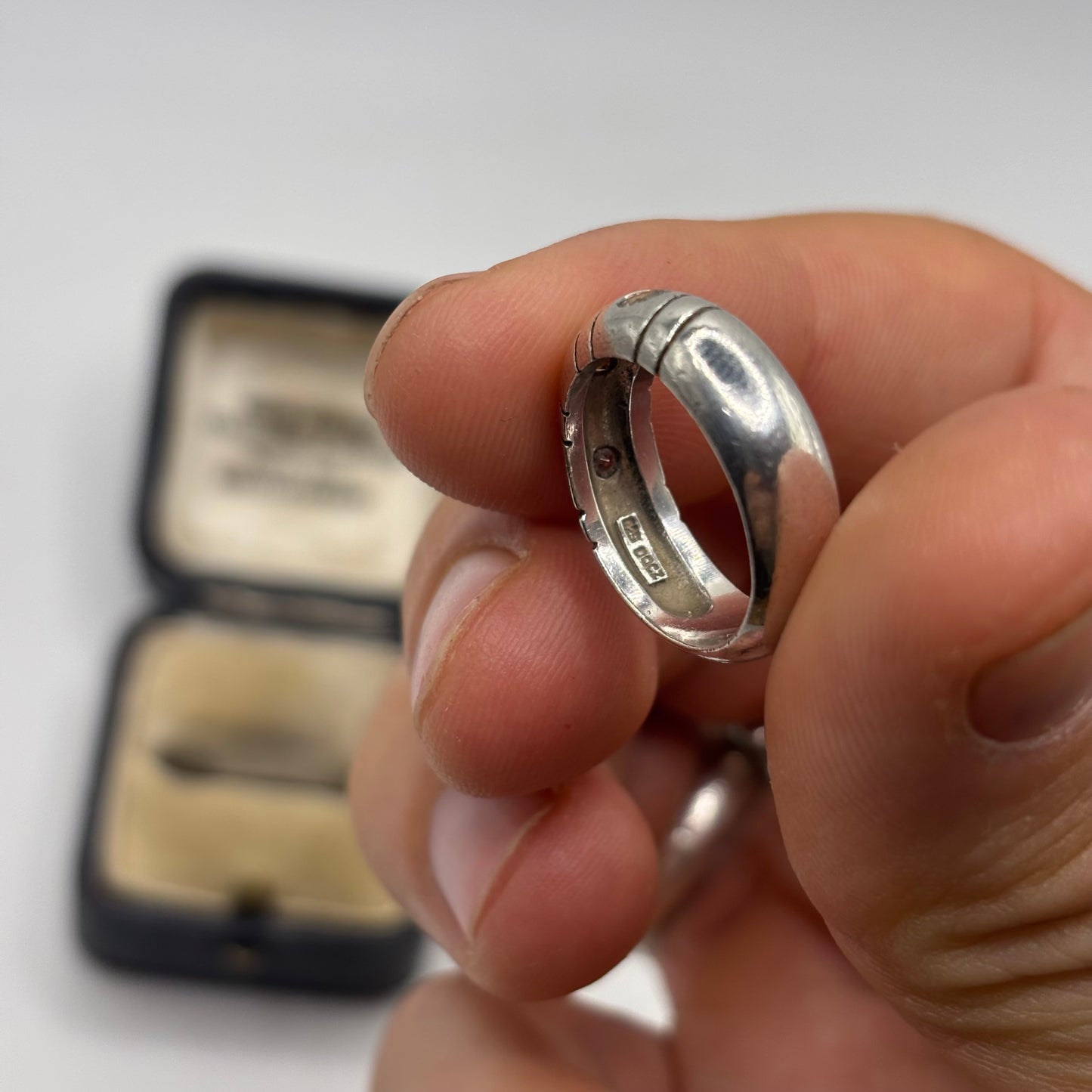 Silver 3 Stone CZ Band Ring
