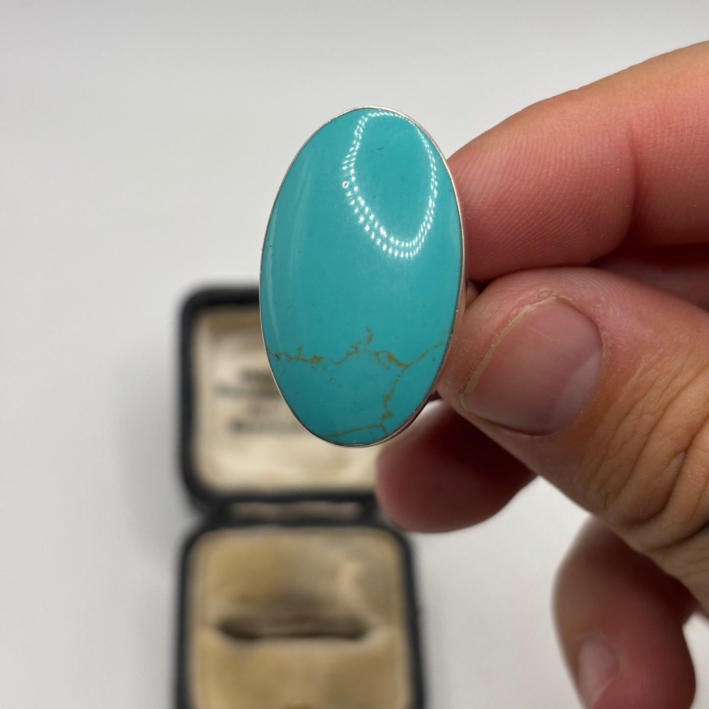 Silver Large Turquoise Ring (L)