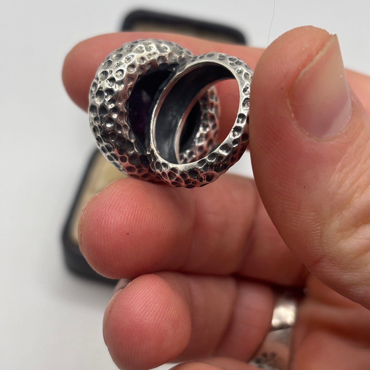 Silver Heavy Unsual Amethyst Ring (M)