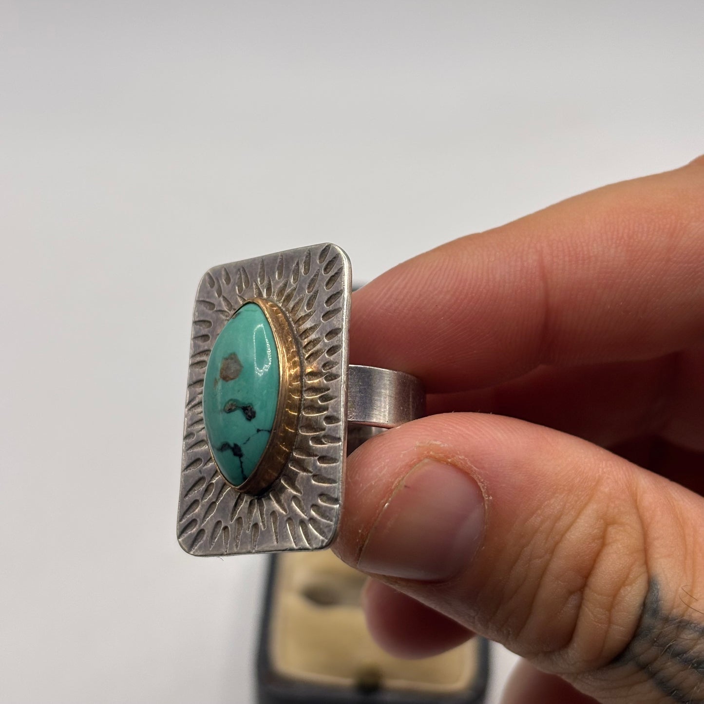 Silver Abstract Turquoise Ring