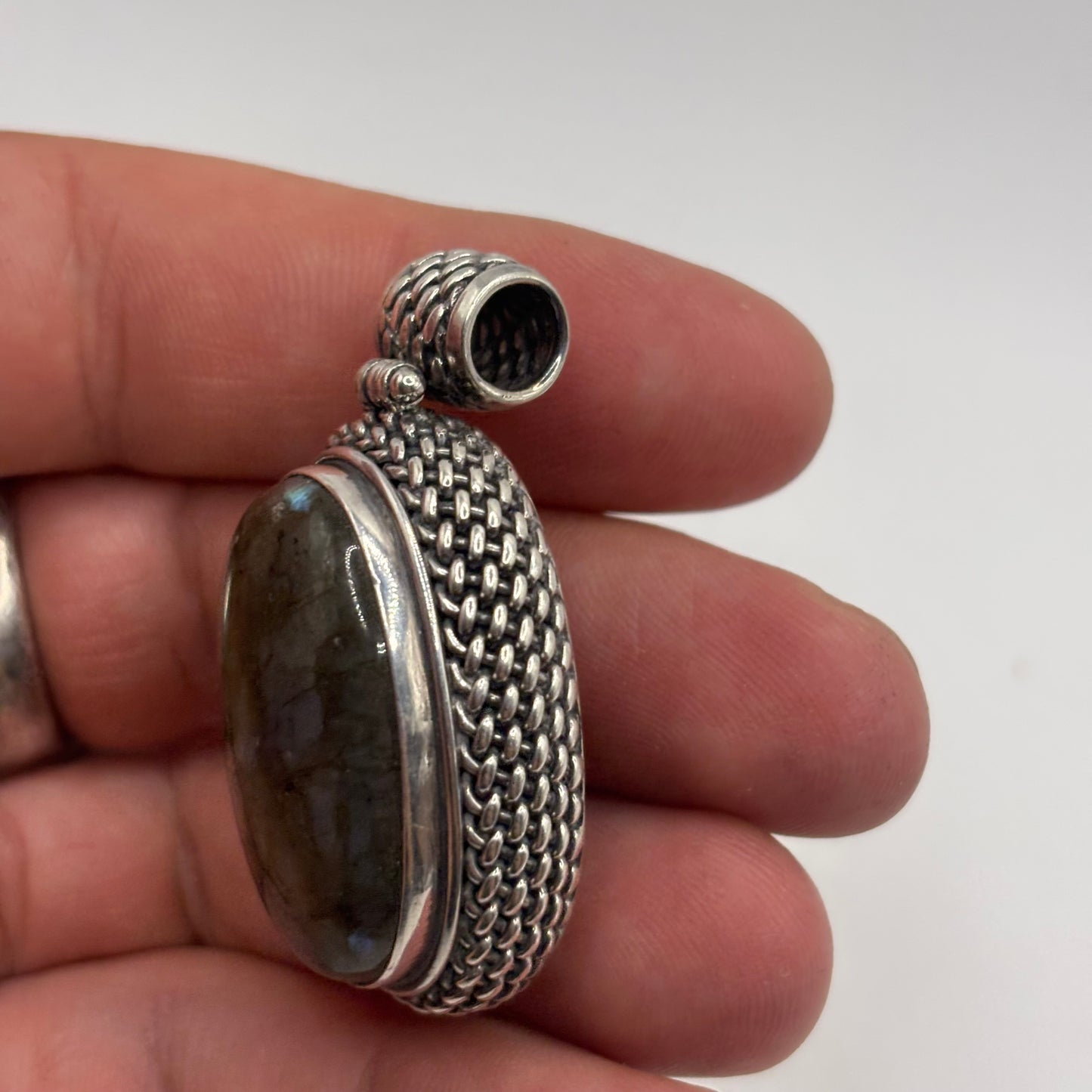 Silver Heavy Labradorite Pendant