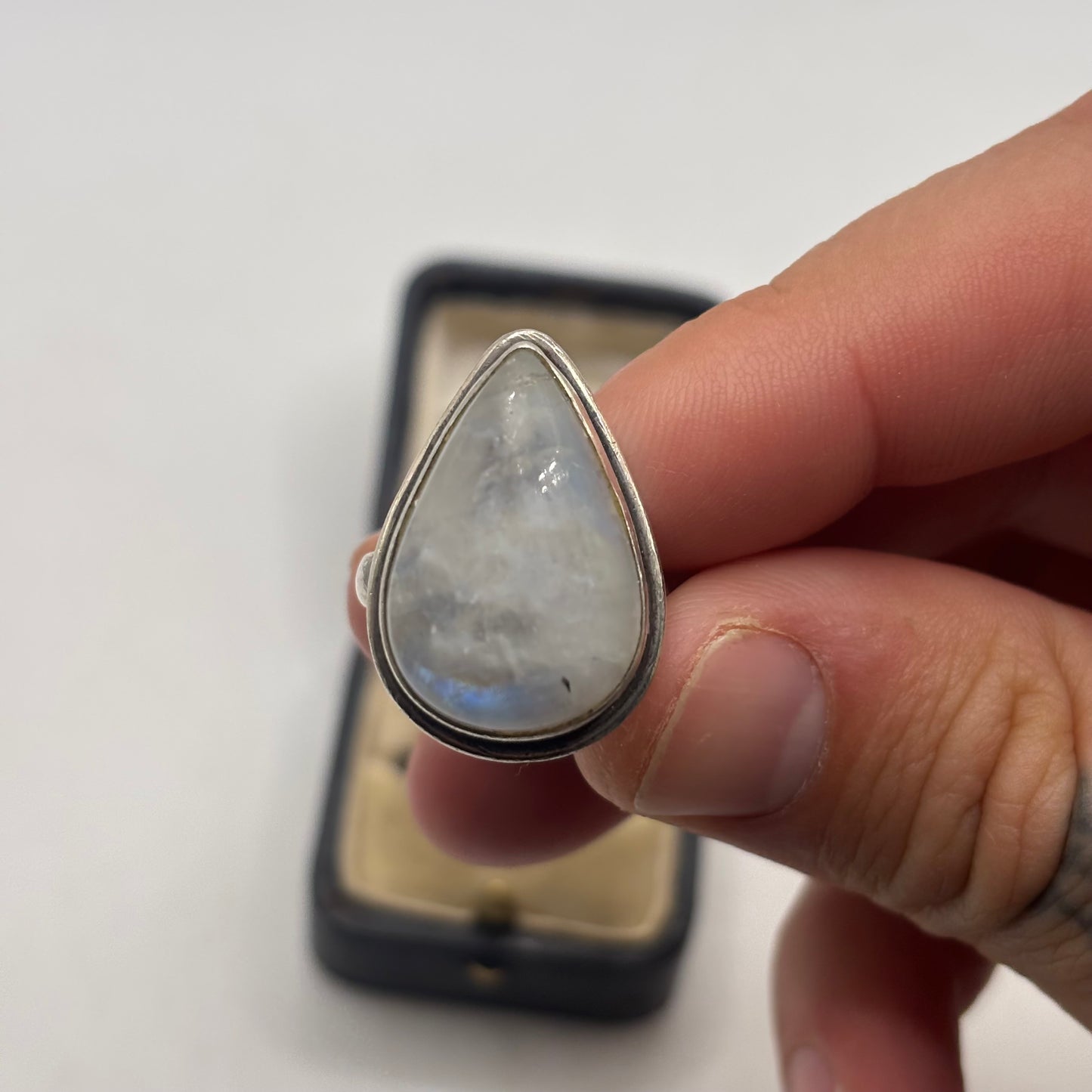 Silver Large Moonstone Ring (L)