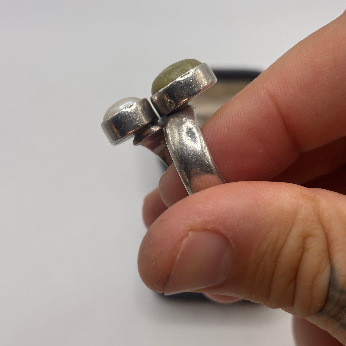 Silver Chunky Designer Pearl Ring