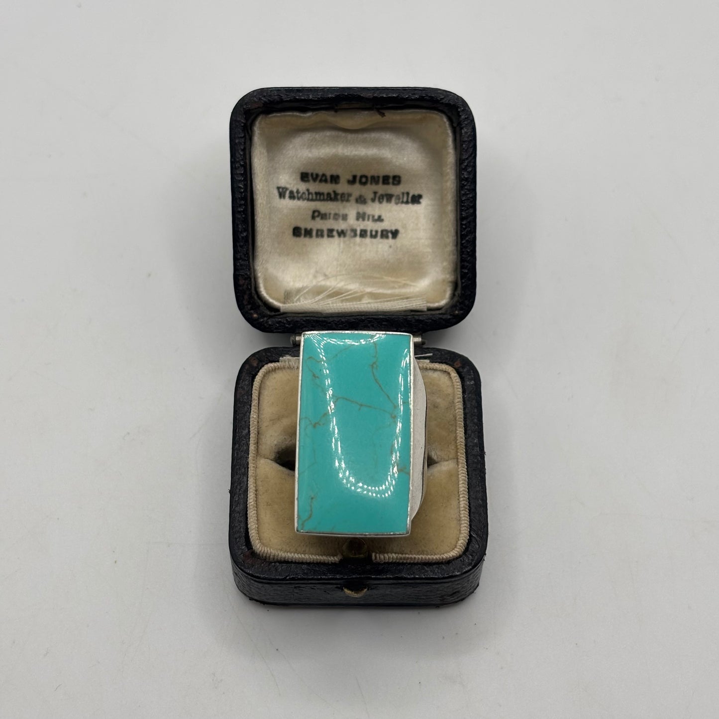 Silver Turquoise Rectangle Ring
