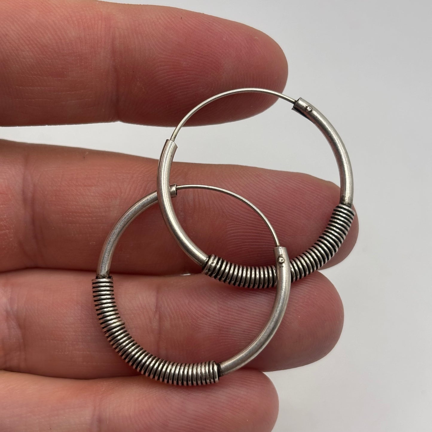 Silver Bali Hoops (30mm)