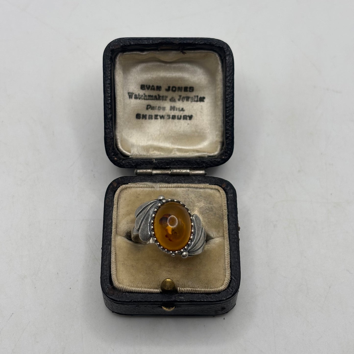 Silver Amber Native American Ring (R)