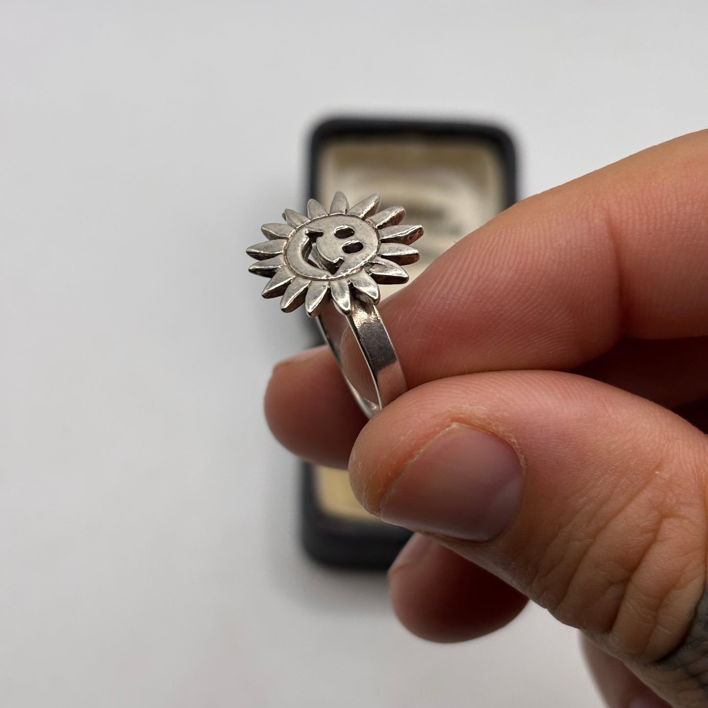 Silver Flower Face Ring