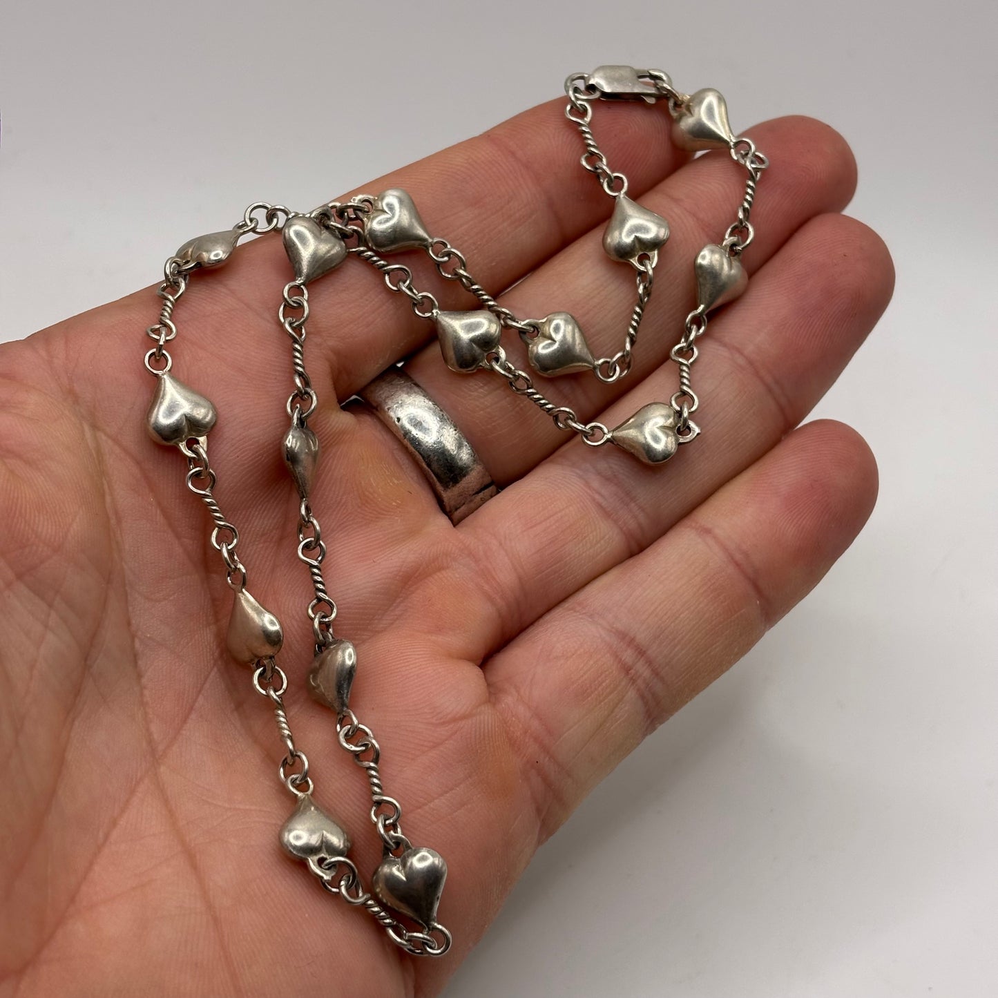 Silver 16” Heart Link Necklace