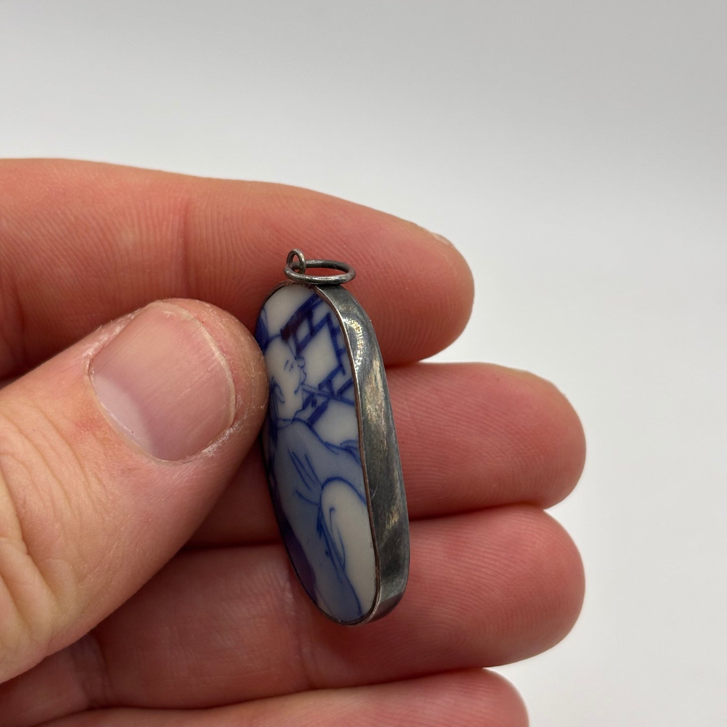 Silver Enamel Porcelain Pendant