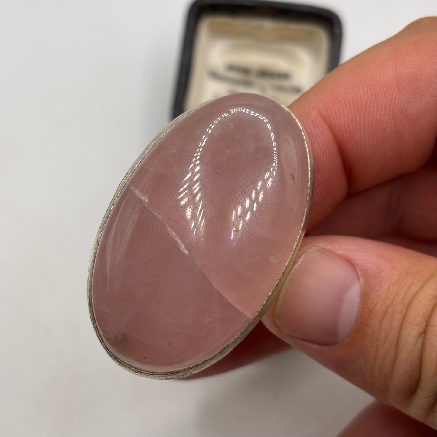Silver Heavy Rose Quartz Ring (R)