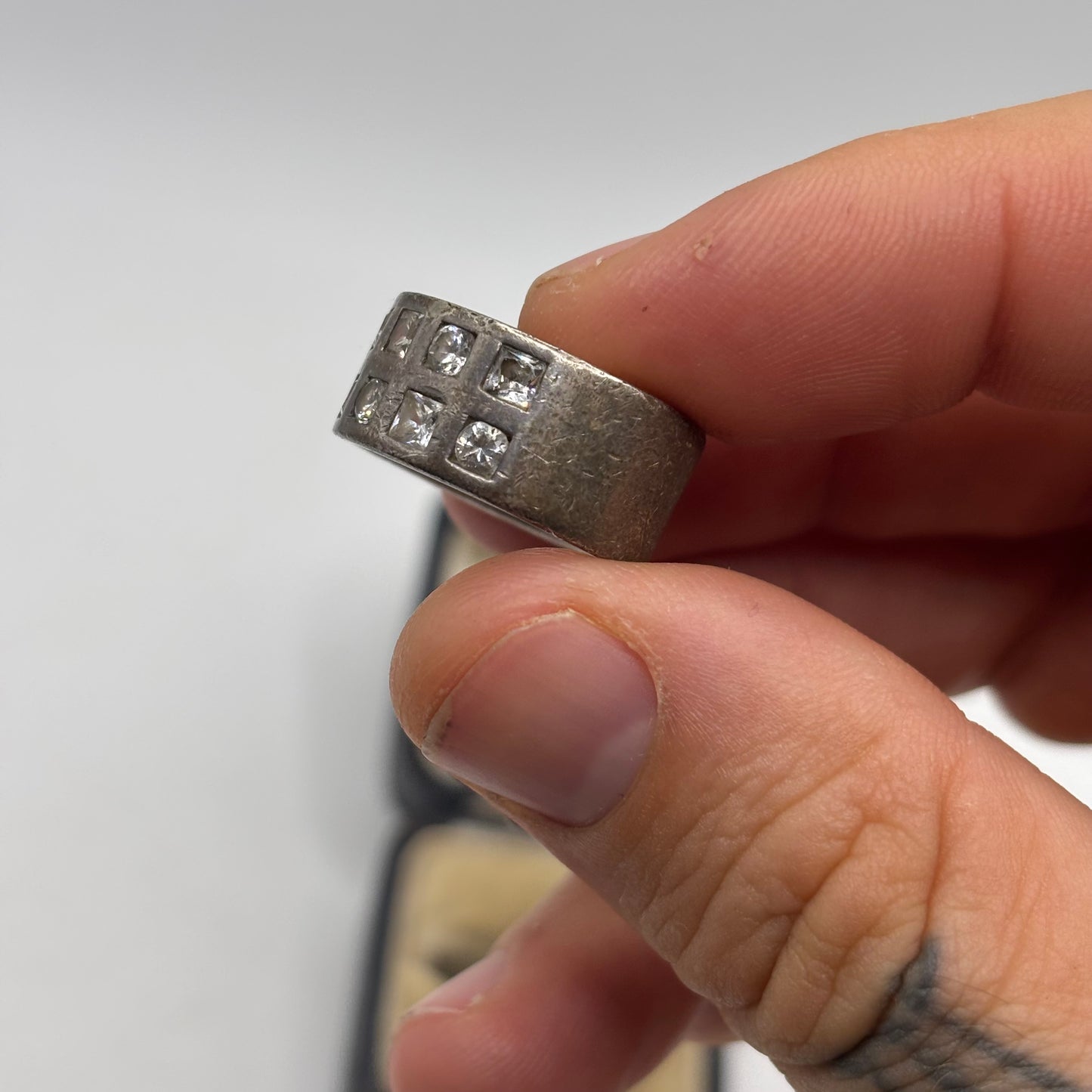 Silver Chunky CZ Band Ring