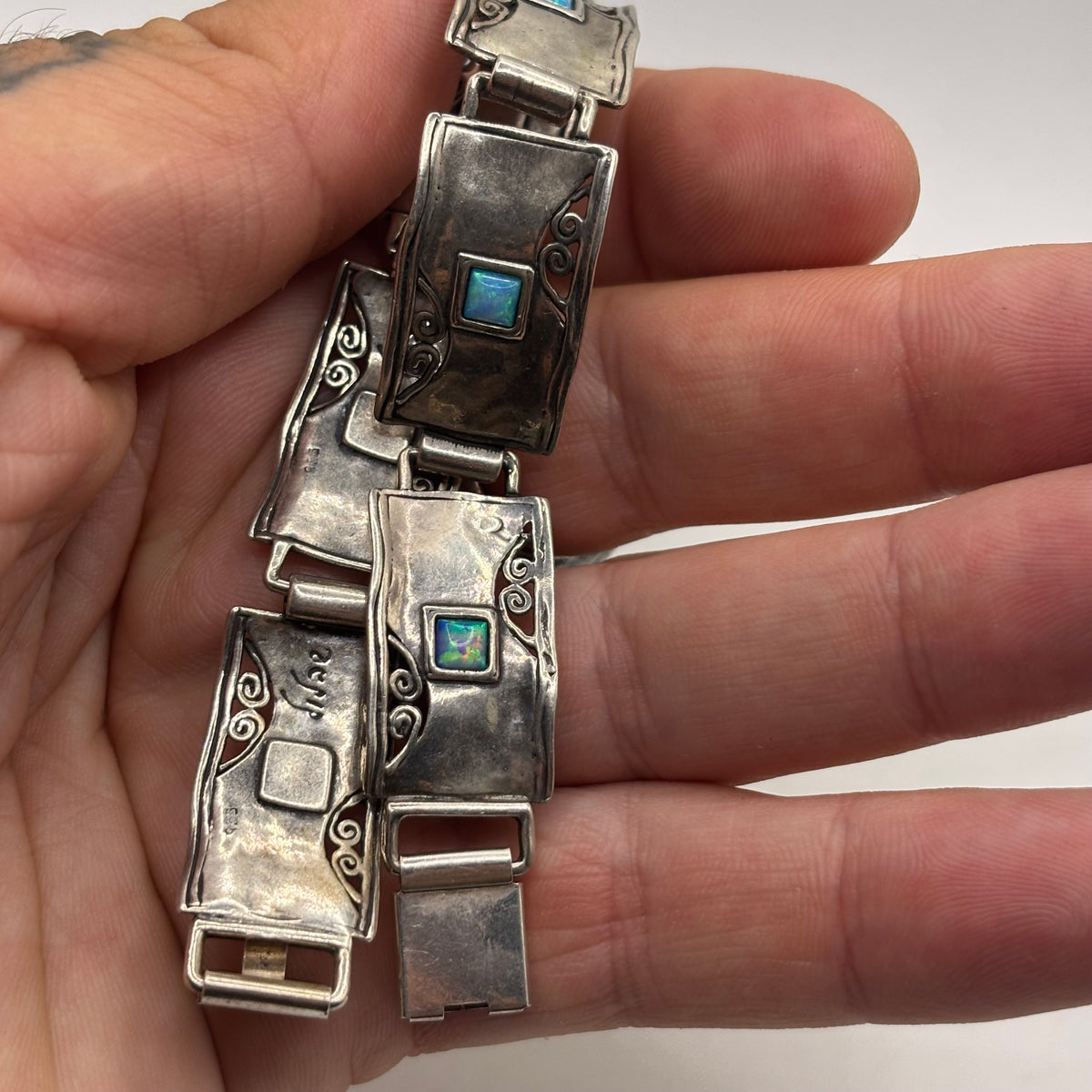 Silver 7.5” Opal Didae Designer Bracelet