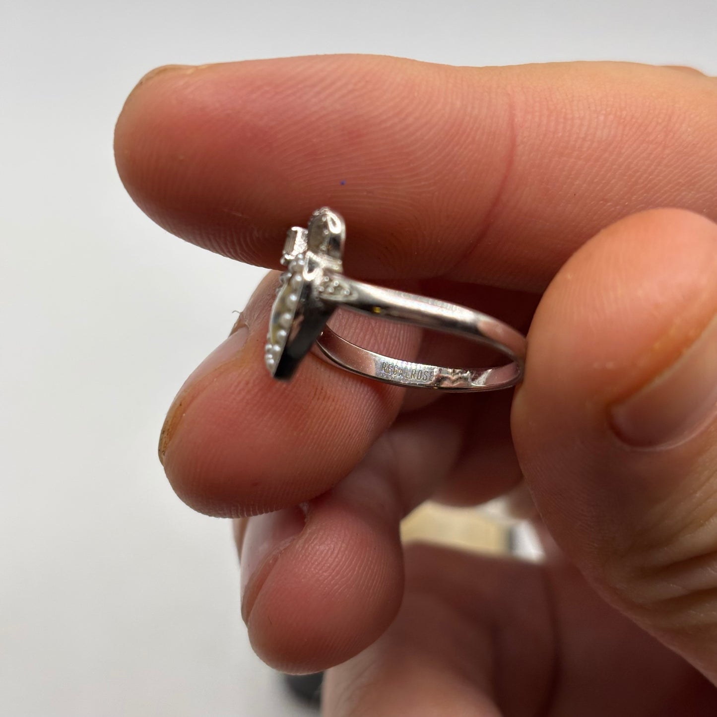 Silver Regal Rose Eye Ring