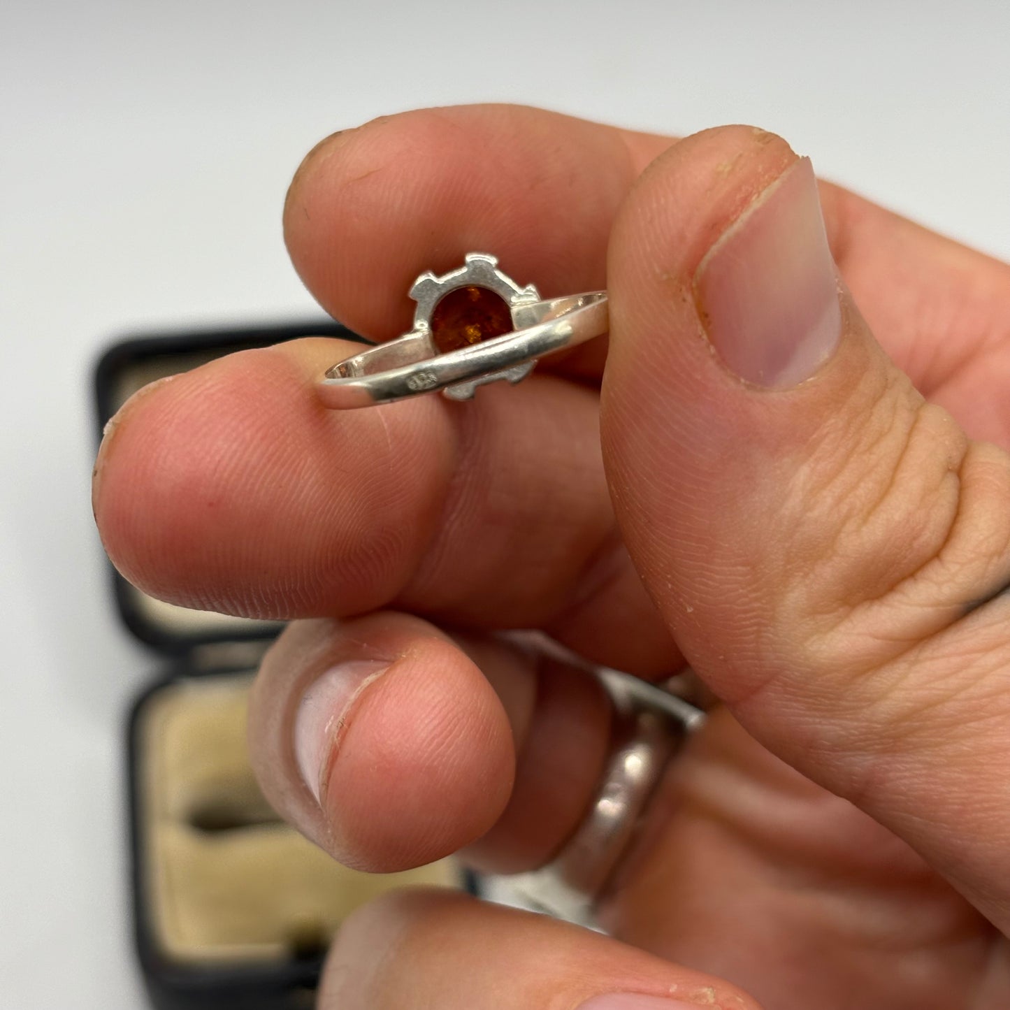 Silver Amber Ring