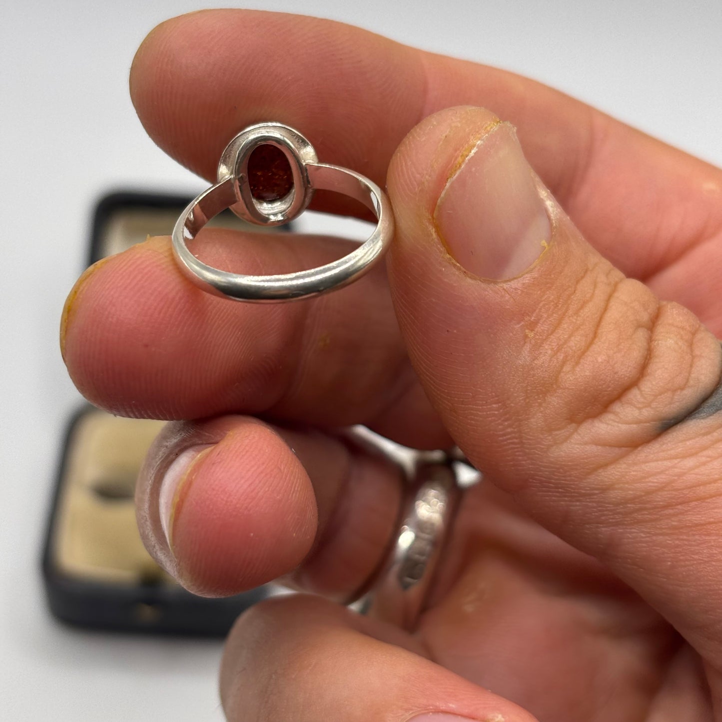 Silver Amber Ring