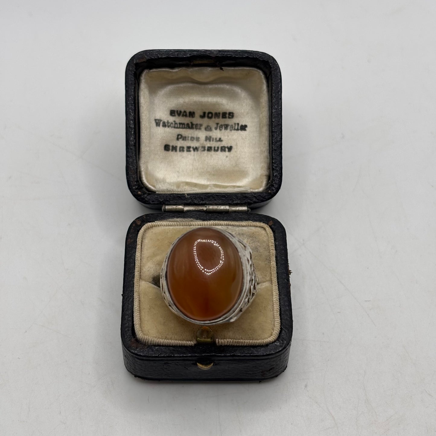 Silver Agate Signet Ring (T)