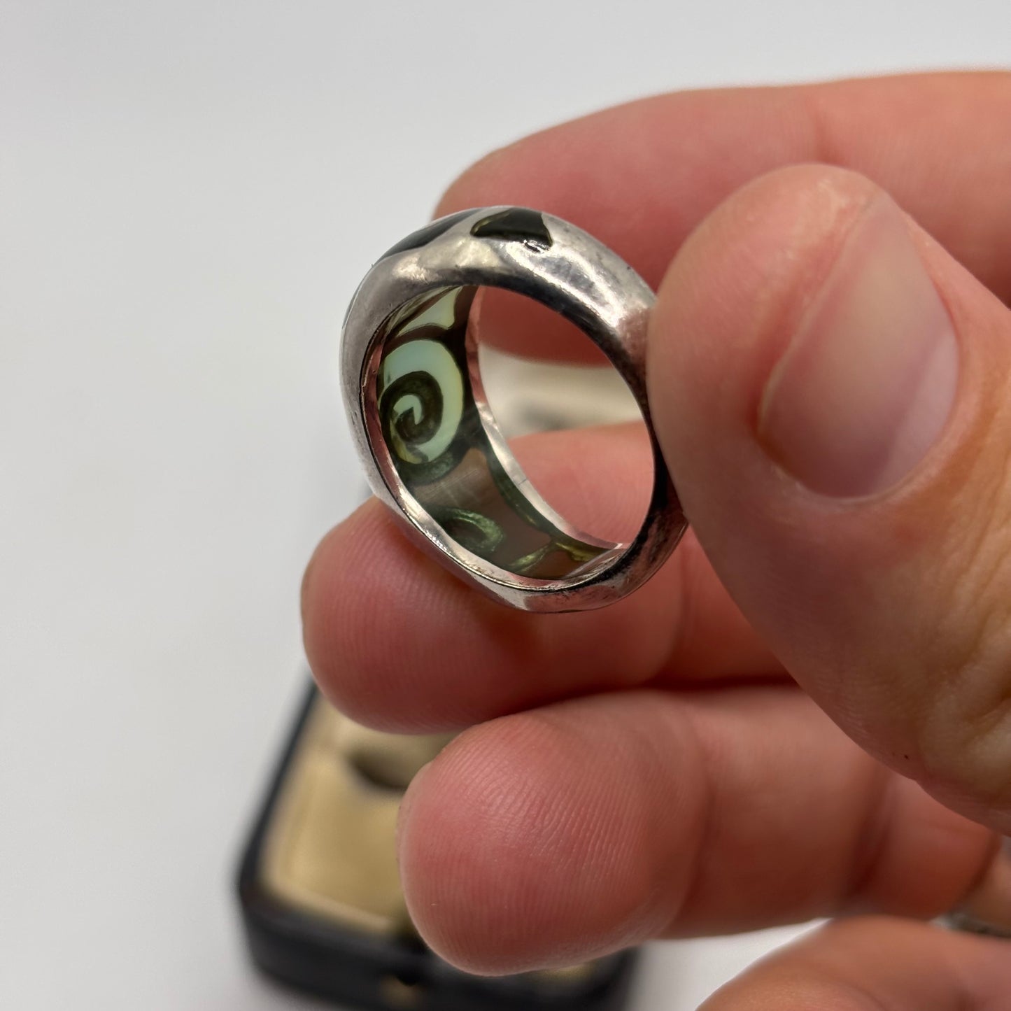 Silver Green Resin Ring (Q)