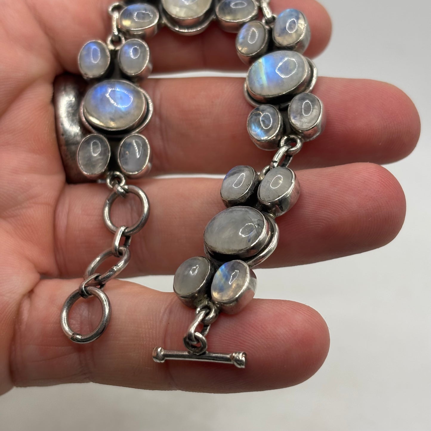Silver 6.5”-7.5” Moonstone Bracelet