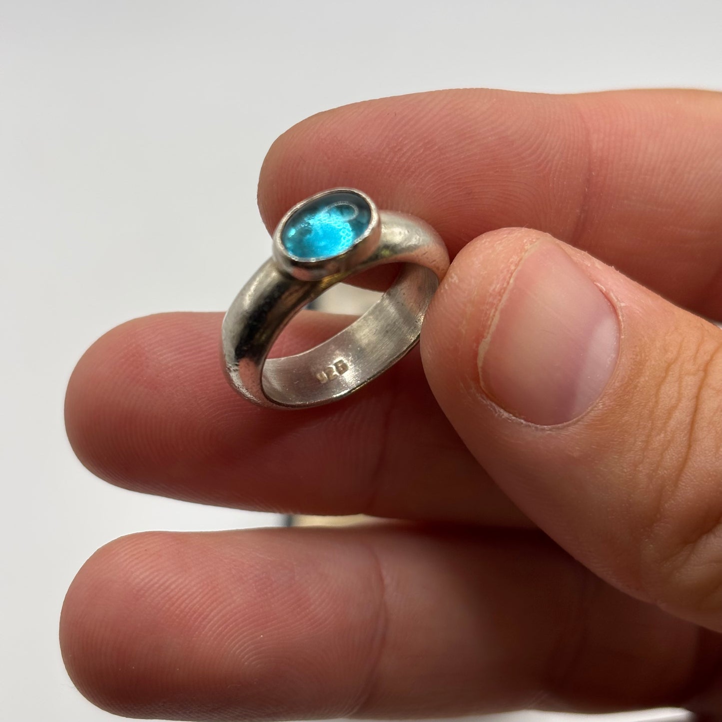 Silver Blue Stoned Ring (L)