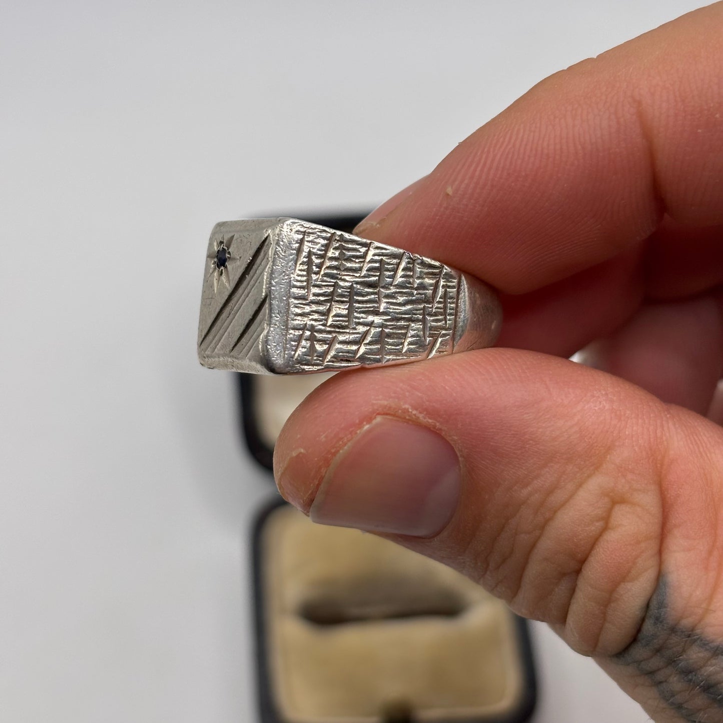 Silver Vintage Sapphire Signet Ring