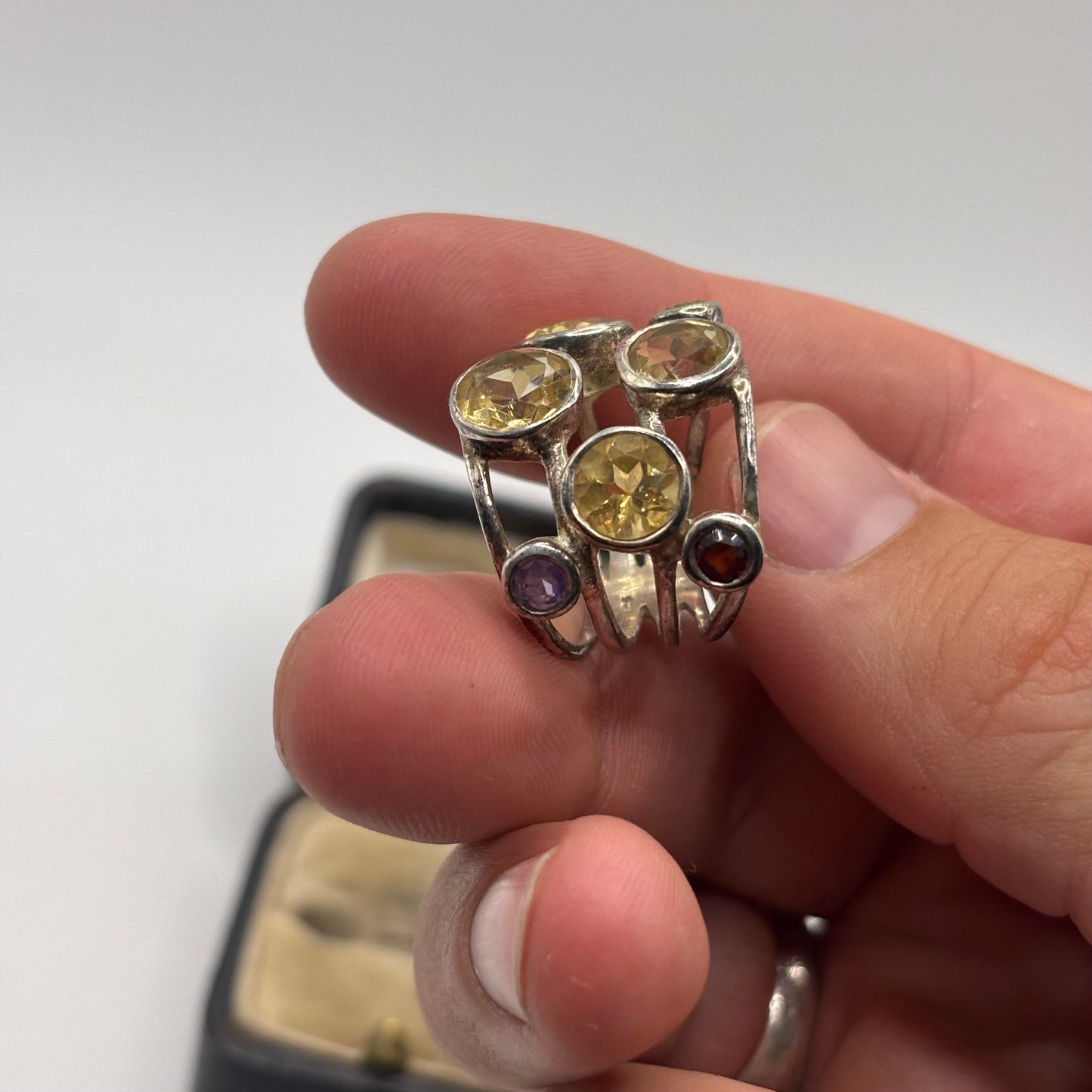 Silver Citrine & Mixed Gem Ring (N)