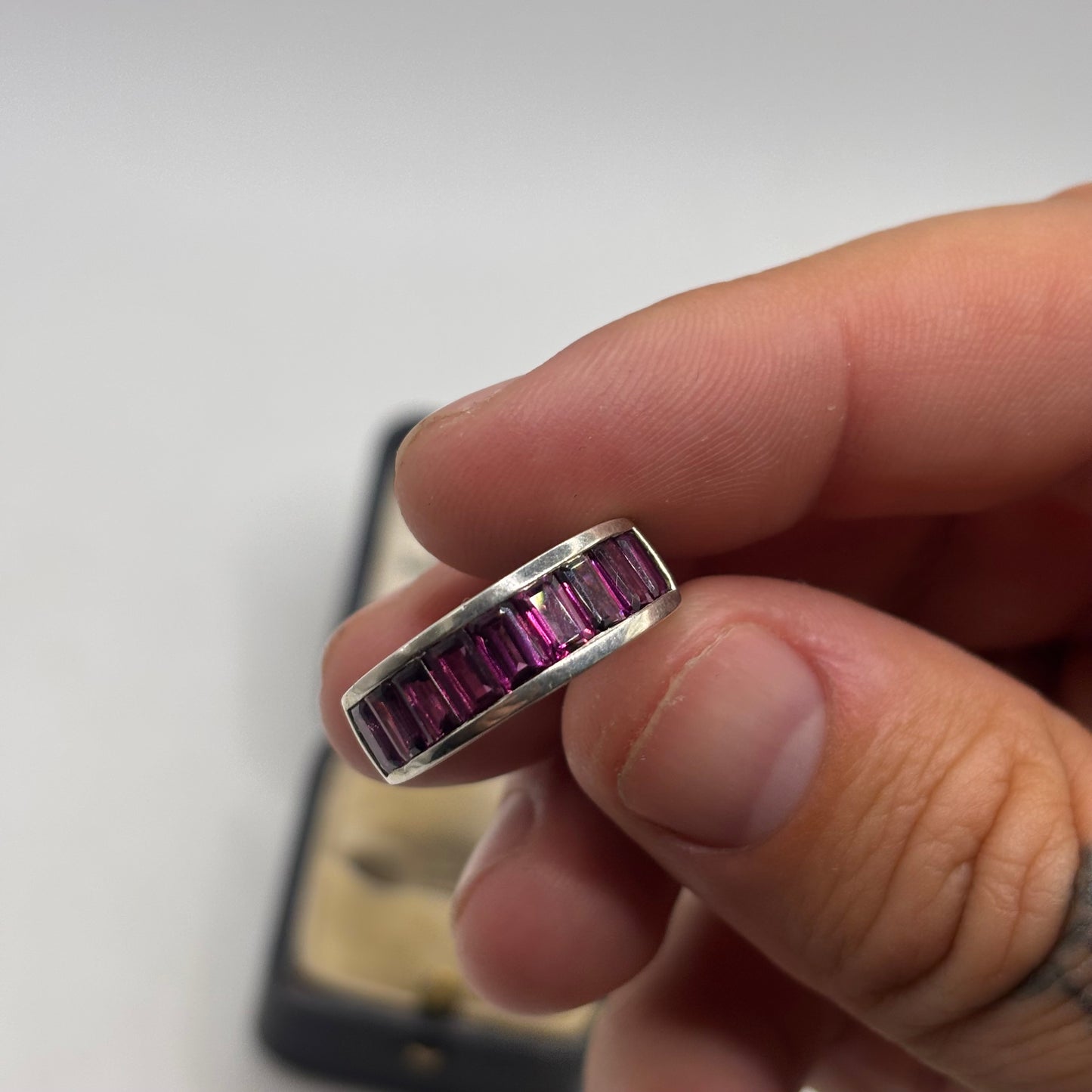Silver Ruby Inlayed Ring (M)