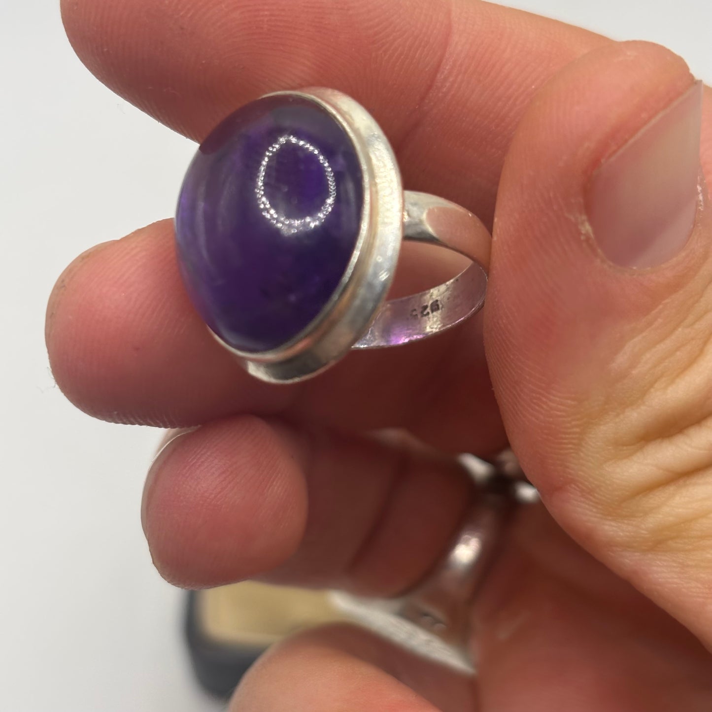Silver Chunky Amethyst Ring