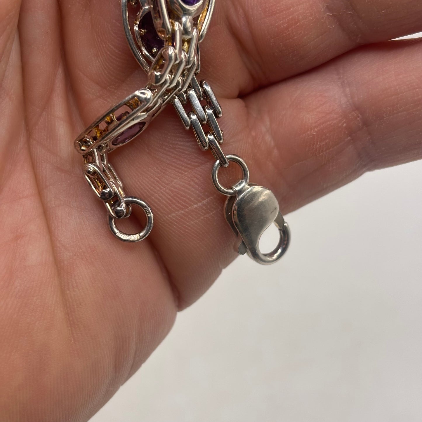 Silver 8” Amethyst Bracelet