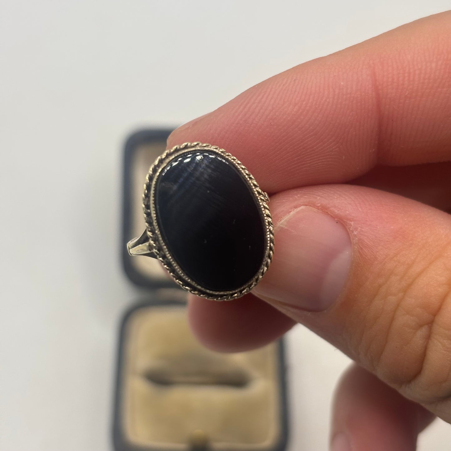 Silver Gold On Silver Onyx Ring (O)