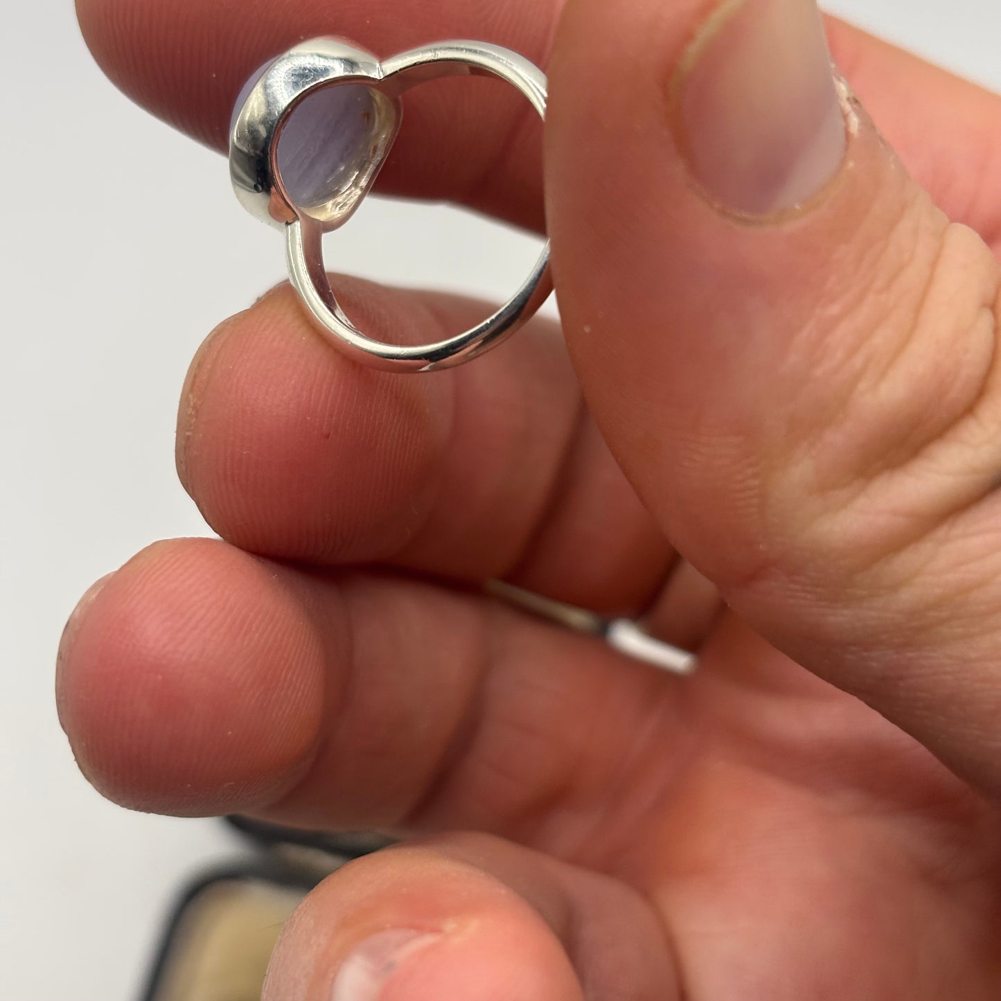 Silver Blue Laced Agate Ring