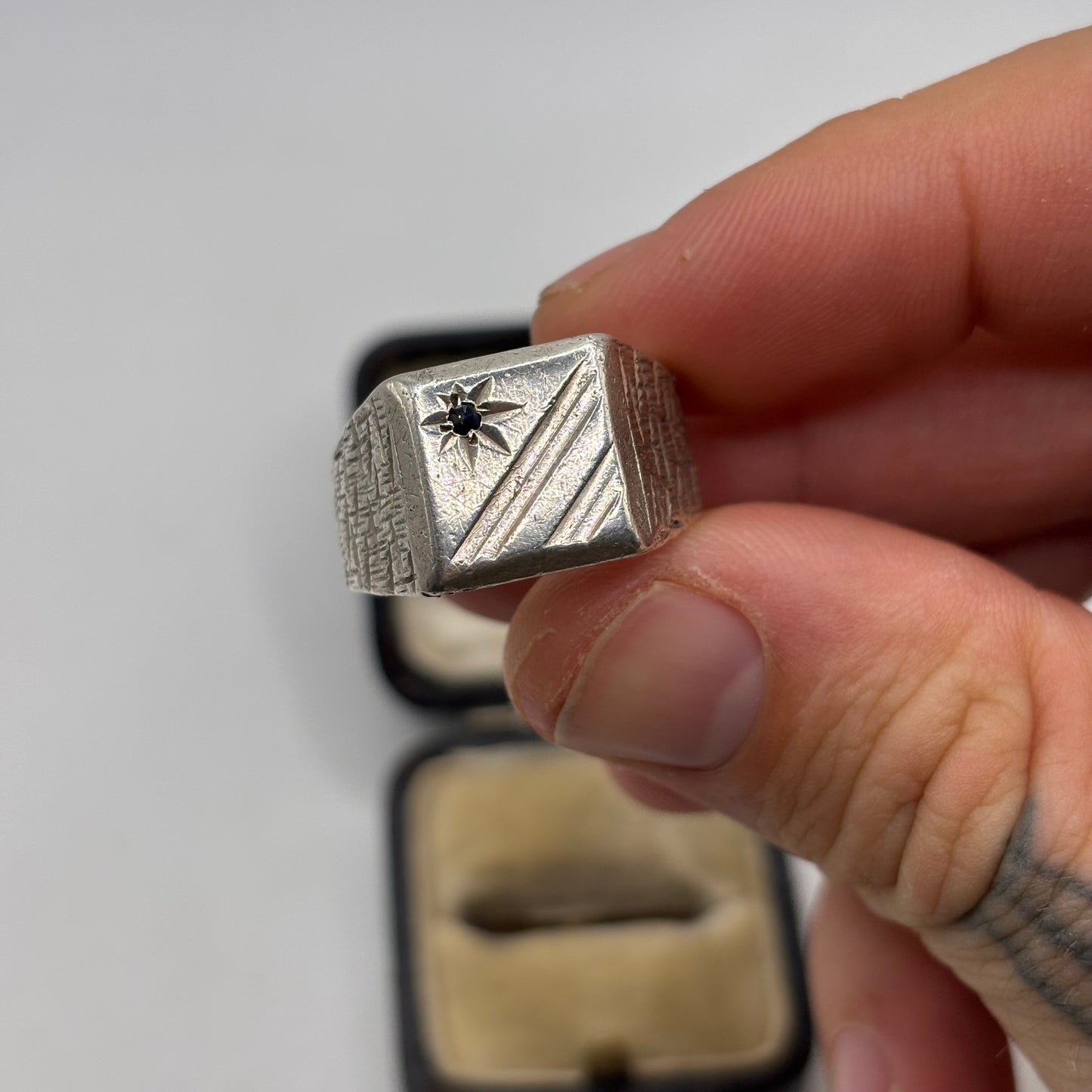 Silver Vintage Sapphire Signet Ring