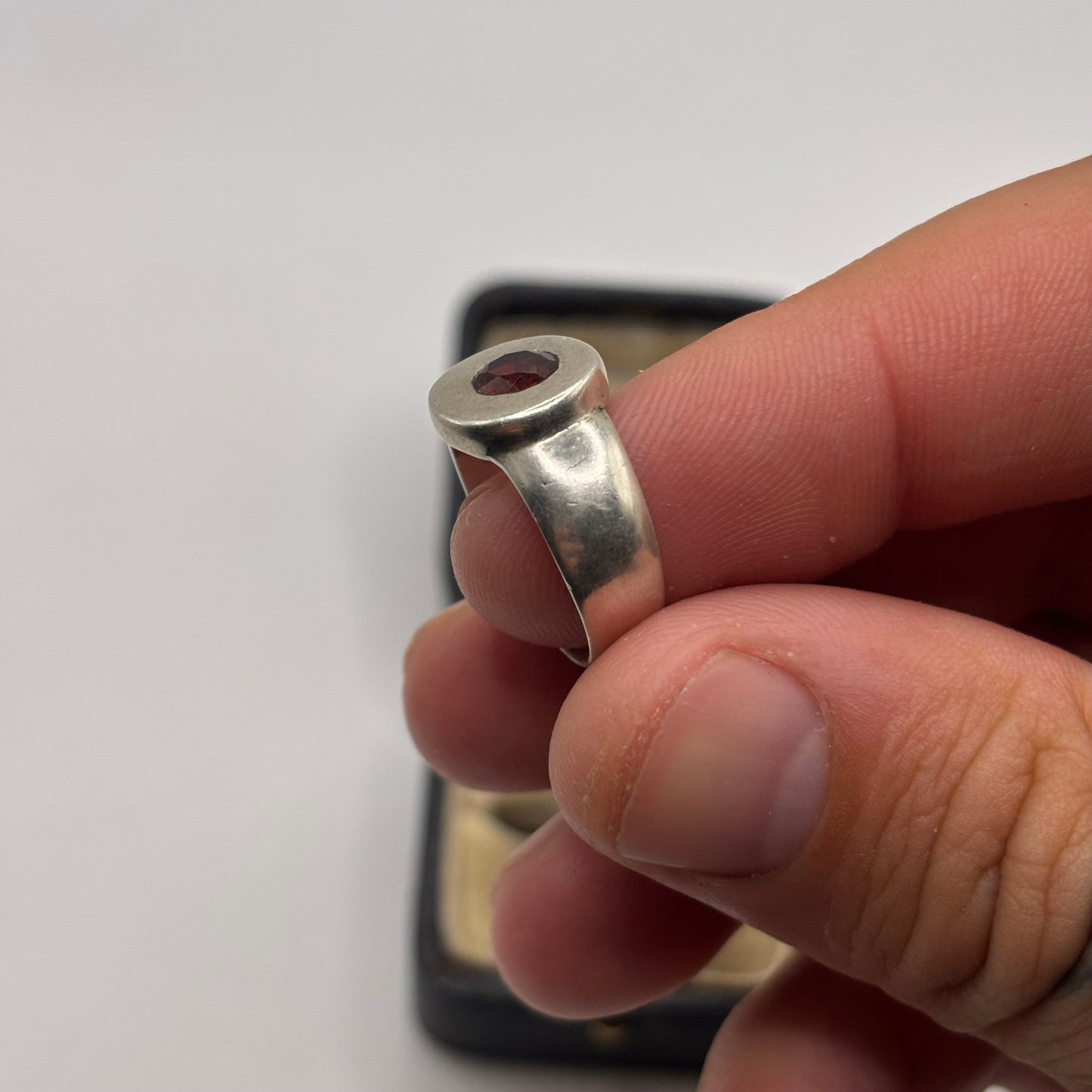 Silver Garnet Ring (M)