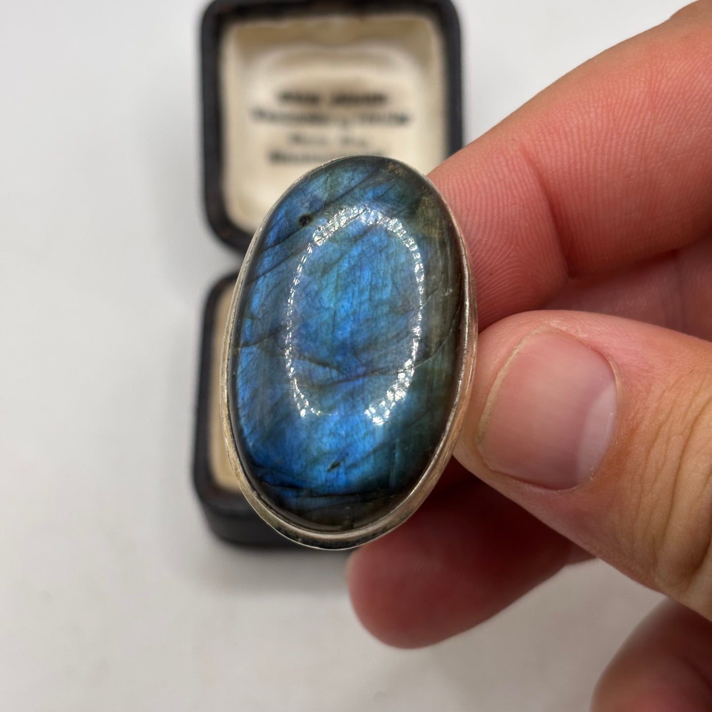 Silver Large Labradorite Ring (S)