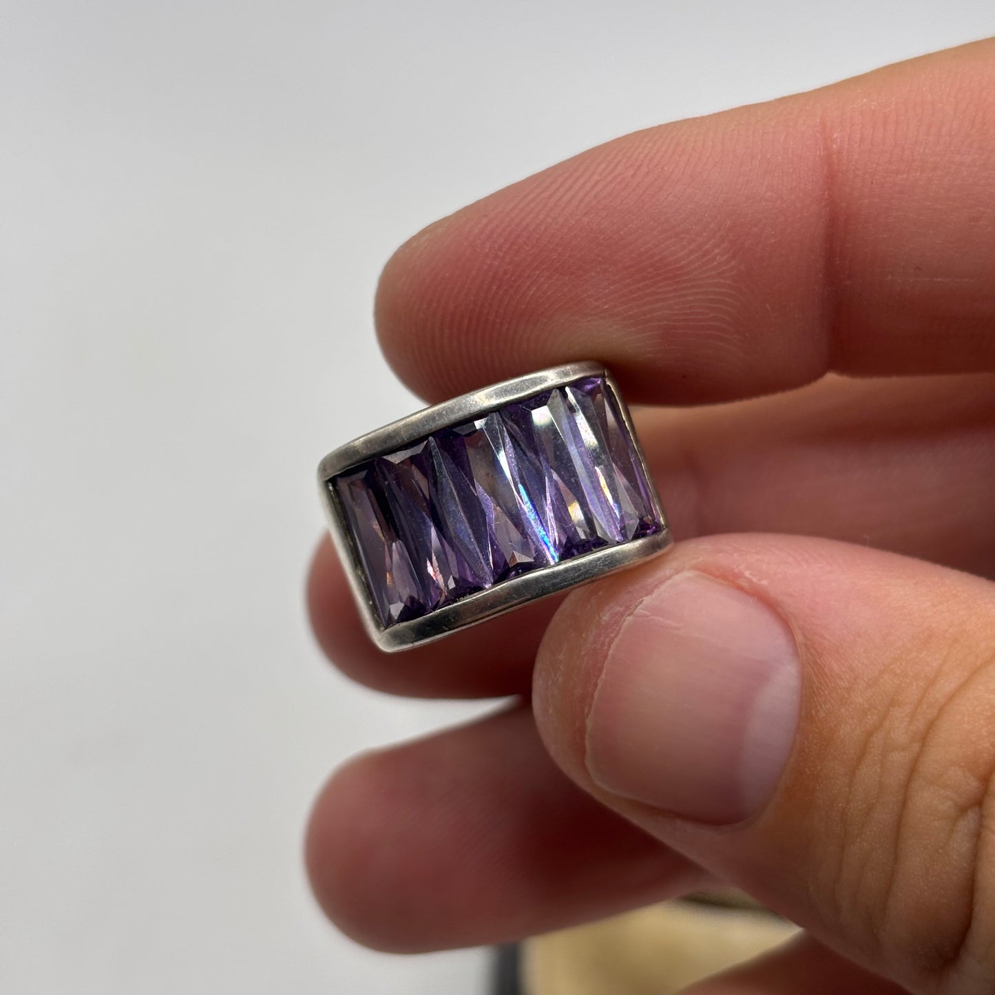 Silver Heavy Amethyst Ring (N)