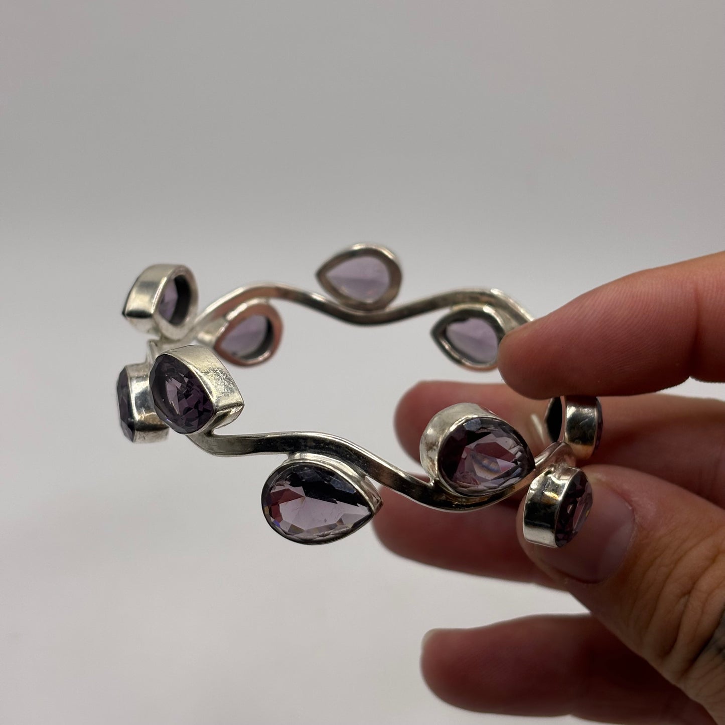 Silver Amethyst Bangle (65mm)