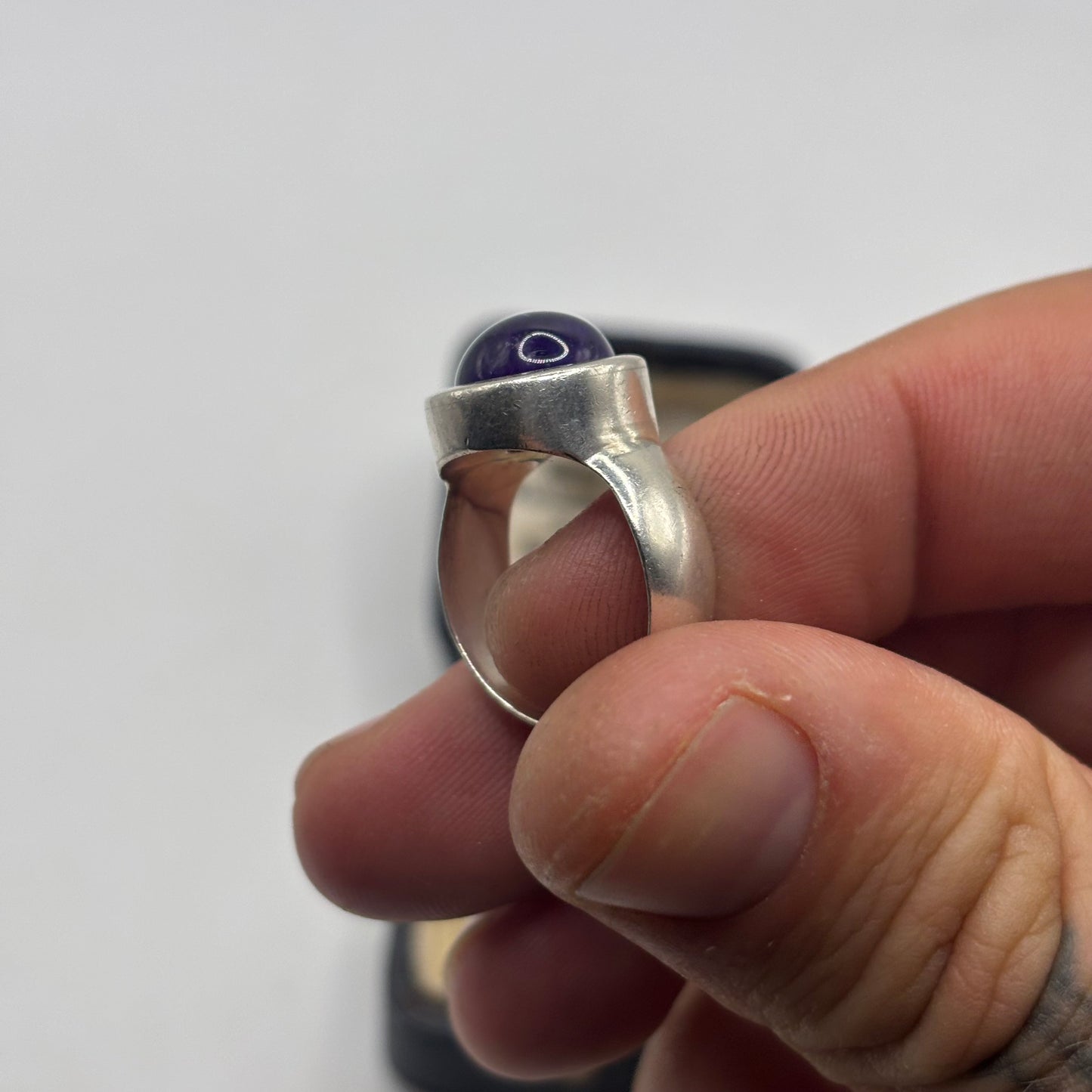 Silver Chunky Amethyst Ring