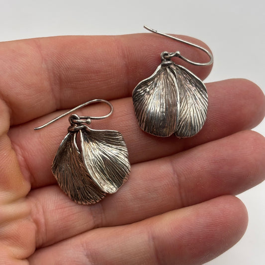 Silver Petal Earrings
