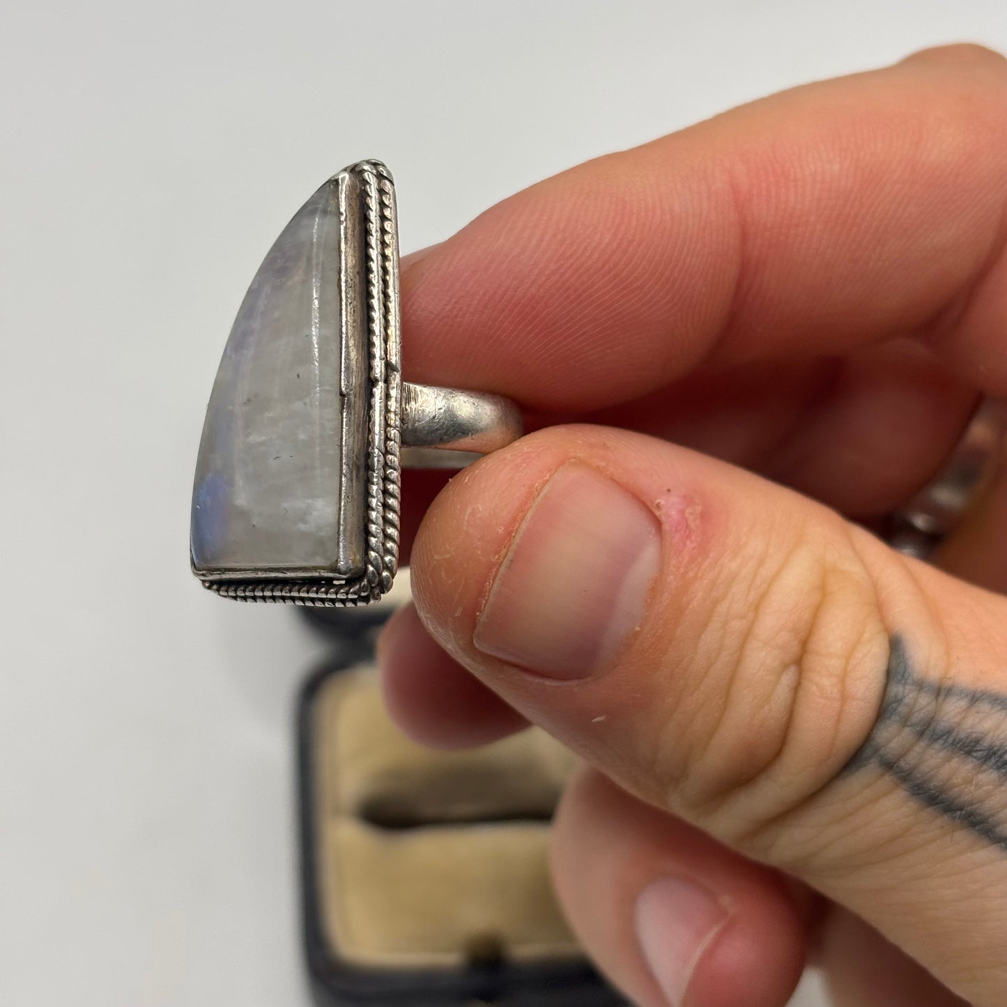 Silver Large Moonstone Ring