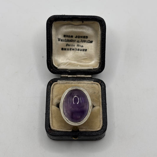 Silver Chunky Amethyst Ring