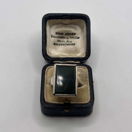 Silver Large Agate Ring (O)
