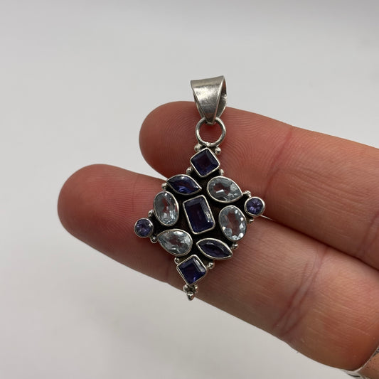 Silver Topaz Mixed Gem Pendant