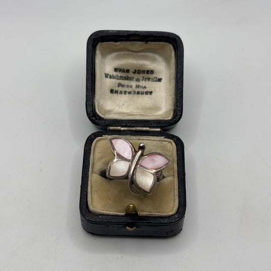 Silver Pearl Dragonfly Ring