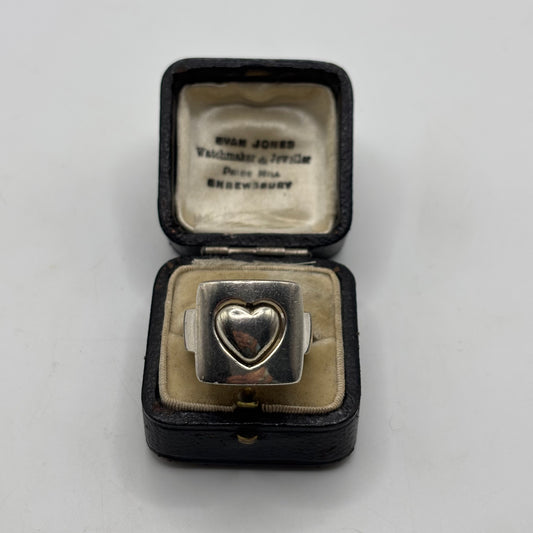 Silver Heavy Heart Spinner Ring