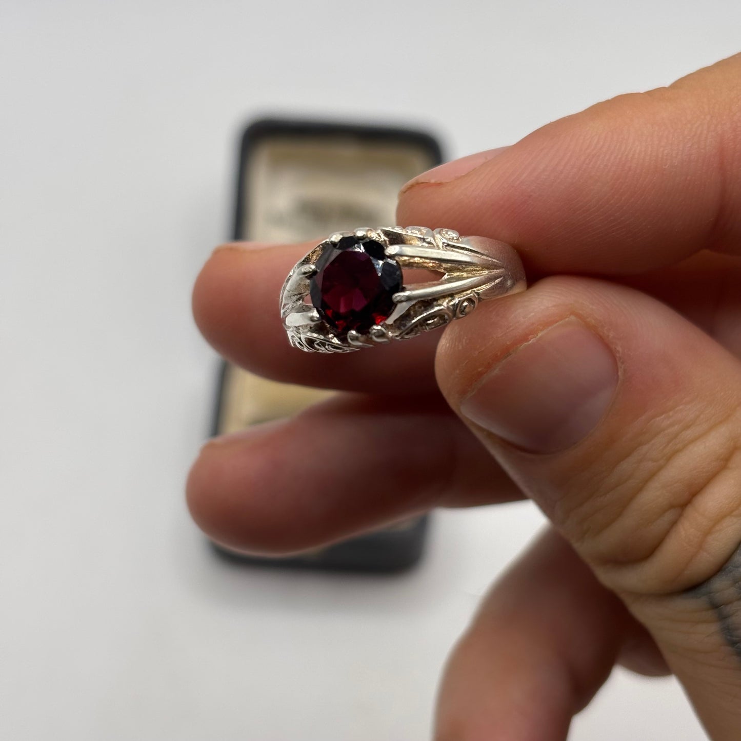 Silver Vintage Garnet Ring