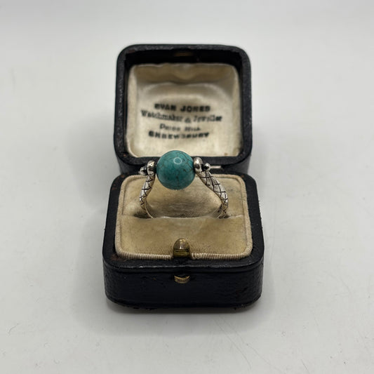 Silver Turquoise Ball Spinner Ring (R)